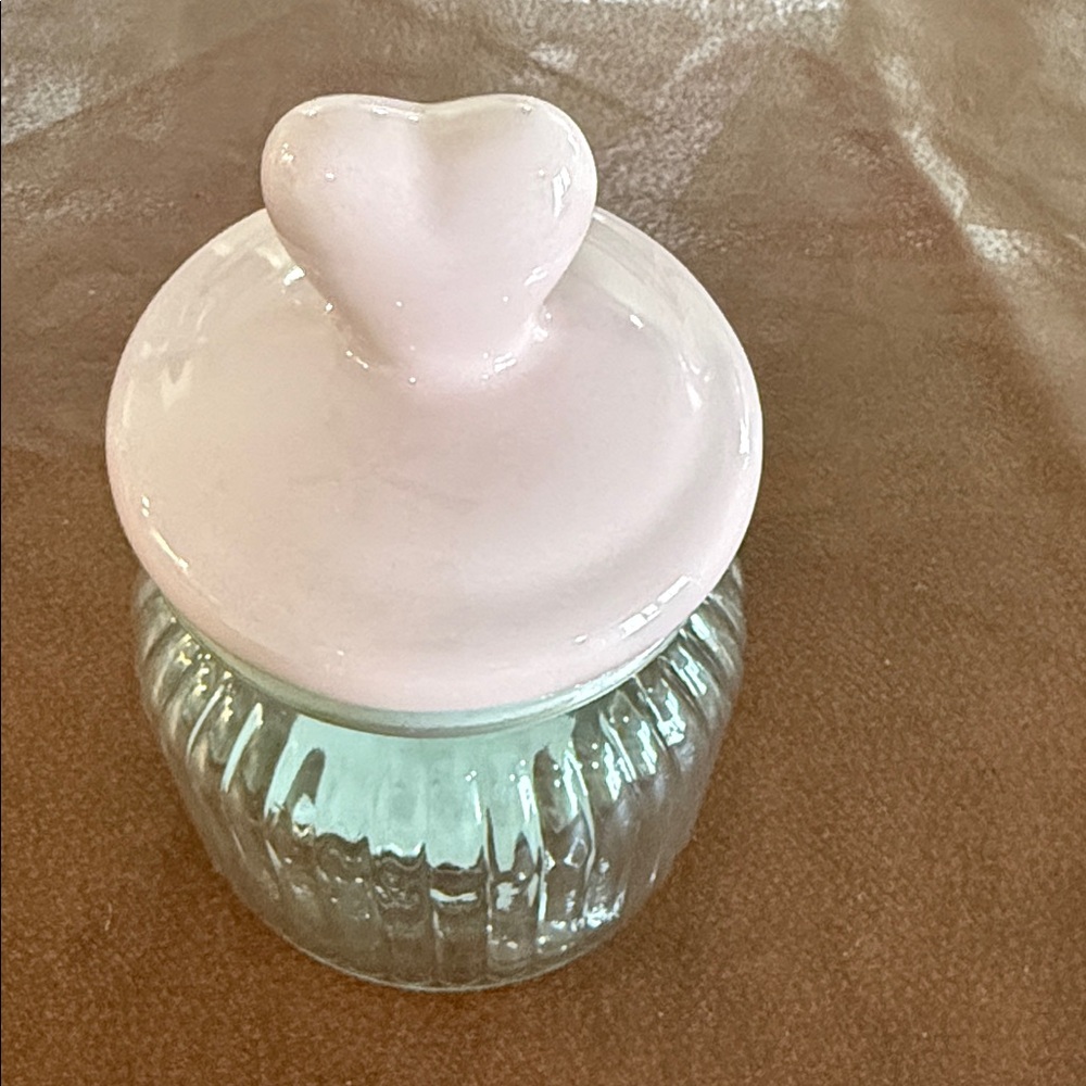 Glass Jar with Pink Heart Lid